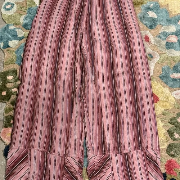 Free People Pink Striped Wide Leg Pants - Picture 4 of 4